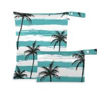 voucong Borsa a prova di disordine per costume da bagno con palme, confezione da 2 pezzi essenziali da viaggio per volare con manici per fare il bagno