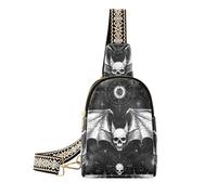 voucong Borsa a tracolla alla moda con teschio malvagio nero gotico borsa per pannolini per escursionismo, Evil Skull Nero Gotico, 1 size