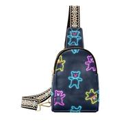 voucong Borsa a tracolla alla moda Neon Colorful Cartoon Cute Ballando Bear per le donne moda fanny pack borse a tracolla per il pacchetto di giorno, Orso Danzante Carino Cartoon Colorato Neon, 1 size