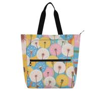voucong Borsa a tracolla colorata con motivo dente di leone per bambini e adulti, grande borsa a tracolla con cerniera, per scuola, shopping, drogheria