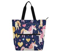 voucong Borsa a tracolla con unicorni a forma di cuore per San Valentino, per bambini, donne, uomini, grandi borse a tracolla con cerniera per scuola, lavoro, viaggi