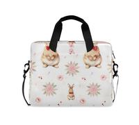 voucong Borsa a tracolla da viaggio per computer portatile, con manico e tracolla, per tablet da 15,6 pollici, borsa per il trasporto di fiori, coniglietto, bianco