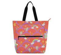 voucong Borsa a tracolla per libri da biblioteca per bambini con stampa di cartoni animati arcobaleno rosso per bambini ragazzi ragazze resistente all'acqua borsa a tracolla con cerniera per scuola e