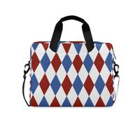 voucong Borsa a tracolla portatile con manico e tracolla da 15,6 pollici Cartella per computer con cerniera Rosso e Blu Diamonding Check 4 luglio Giorno dell'Indipendenza