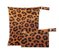 voucong Borsa bagnata riutilizzabile per bambini con stampa leopardata glitterata, confezione da 2 pezzi, essenziale da viaggio, con manici, per la spiaggia