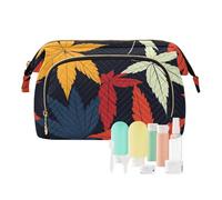 voucong Borsa cosmetica impermeabile delle donne della borsa della moneta per la borsa cosmetica per le donne foglia stile giapponese