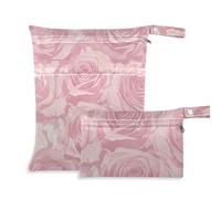 voucong Borsa da bagno romantica con rose rosa prop1, confezione da 2 borse per pannolini, articoli essenziali con manici per il bagno