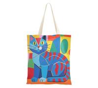 voucong Borsa da donna in tela con frammenti geometrici con frammenti di arte geometrica per donne con tasche con manici borse in tela riutilizzabili regali carini sfusi