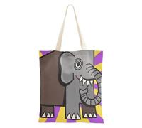 voucong Borsa da donna in tela con motivo elefante in stile cartone animato divertente per donne con tasche con manici borse di tela riutilizzabili per amici sfusi regali di compleanno