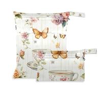 voucong Borsa da palestra estiva vintage con coppe di pesca e rose, con cerniera, confezione da 2 borse per pannolini, articoli essenziali con manici per viaggi