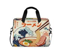 voucong Borsa da viaggio per computer portatile, a tracolla, con manico e tracolla, borsa da trasporto da 15,6 pollici con cerniera, Great Ramen Japan Wave