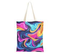 voucong Borsa di tela astratta irregolare al neon variopinta per le donne con tasche con manici Borse di tela riutilizzabili Bulk Tote Bags Regalo di tela