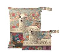 voucong Borsa impermeabile impermeabile per vasca da bagno con lama in stile cartone animato, confezione da 2, borsa bagnata per costume da bagno con manici per palestra