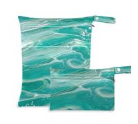 voucong Borsa impermeabile per pannolini, con falso glitter effetto marmo, verde, impermeabile, confezione da 2, articoli essenziali con manici per il bagno