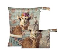 voucong Borsa impermeabile per vasca da bagno in stile retrò con grazioso cammello per viaggi, confezione da 2 elementi essenziali da viaggio per bambini, con manici per pannolini per bambini