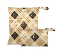 voucong Borsa lavabile a scacchiera marrone e nera per bambini, confezione da 2 pezzi essenziali da viaggio per volare con manici per viaggiare
