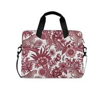 voucong Borsa per computer portatile con cerniera, borsa a tracolla con manico e tracolla per tablet da 15,6 pollici, borsa per il trasporto con leopardo rosso, fiore della giungla asiatica