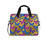 voucong Borsa per computer portatile con cerniera Messenger a tracolla portatile con manico e tracolla 15 6 pollici borsa per il trasporto cerniera carino farfalla leopardo oro