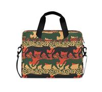 voucong Borsa per computer portatile con cerniera Messenger a tracolla portatile con manico e tracolla 15.6 pollici Tablet valigetta borsa da trasporto Red Green Leopard Pantera Silhouettes