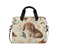 voucong Borsa per computer portatile, con manico e tracolla, 15,6 pollici, borsa per il trasporto del computer con grazioso coniglietto Lopeared, beige