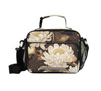 voucong Borsa per il pranzo con fiori dorati per bambini con tracolla per preparare il pranzo per donne all'aperto