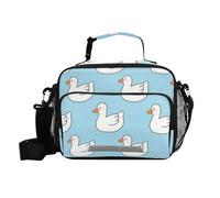voucong Borsa per il pranzo con motivo a paperella blu per ragazze con tracolla per la scuola per l'ufficio adolescente