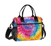 voucong Borsa per il pranzo con venti tropicali vortici colorati per bambini con tracolla per insegnante borsa per il pranzo per ragazze da viaggio