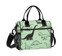 voucong Borsa per il pranzo da donna con motivo dinosauro primitivo verde con tracolla per la scuola di famiglia