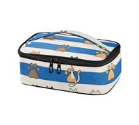 voucong Borsa per il pranzo per le donne blu a righe bianche zampe di gatto escursionismo isolato Tote bulto de almuerzo para Mujer
