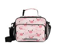voucong Borsa per il pranzo rosa con maiale sveglio del fumetto con la tracolla delle donne Lunchbox per l'asilo adolescente