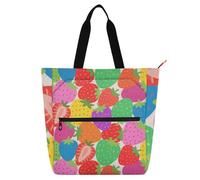 voucong Borsa per libri per bambini con frutta e fragole colorate per bambini adulti grande libro per bambini borsa della spesa riutilizzabile borsa per la scuola lavoro viaggi