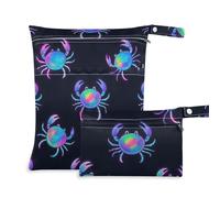 voucong Borsa per pannolini colorata fluorescente neon carino granchi prop1 confezione da 2 pezzi essenziali da viaggio per bambini con manici per spiaggia