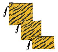 voucong Borsa per spuntini riutilizzabile, con pelle di animale, leopardo, giallo, nero, confezione da 3, portatile, per oggetti da viaggio, organizzazione domestica
