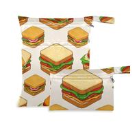 voucong Borsa riutilizzabile per sandwich con cibo a cartoni animati, per viaggi, confezione da 2, essenziali da viaggio per bambini, con manici per asilo nido