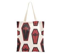 voucong Borsa tote gotica rossa e nera di Halloween con croci di bara con tasche per le donne con tasche con manici borse di tela riutilizzabili regali di Natale sfusi