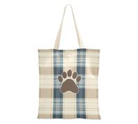 voucong Borsa tote retrò con stampa blu a quadri con tasche per le donne con tasche con manici borsa riutilizzabile Tote bag Bulk Beach Gifts