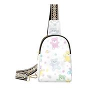 voucong Borse a tracolla variopinte sveglie alla moda del fumetto dell'orso del cuoio del sacchetto del fanny del sacchetto, Carino Orso Colorato Cartoon, 1 size