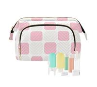 voucong Borse da trucco leggere portamonete da donna per borse da viaggio per le donne a quadri rosa