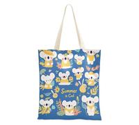 voucong Borse di tela di canapa blu con manici per le donne con tasche con manici riutilizzabili Bulk Tote Bags regalo di tela
