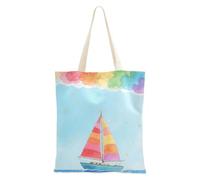 voucong Borse di tela di canapa della barca di colore dell'arcobaleno per le donne con le tasche con le maniglie Borsa di tela riutilizzabile Tote Bag Bulk Cool Regali per le amiche di