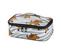 voucong Borse per il pranzo isolate Cartoo Brown Horse Stripes Camping piccola borsa termica riutilizzabile borse per il pranzo
