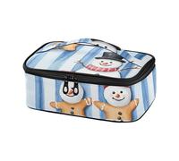 voucong Borse per il pranzo per le donne nero pan di zenzero pupazzo di neve blu royal strisce impermeabile Cooler Lunch Box loncheras para el Trabajo