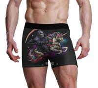 voucong Boxer da uomo con scritta in lingua inglese "Triste Mietitore", con unicorni, Tristo Mietitore Equitazione Unicorni, XXL