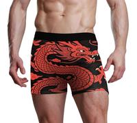 voucong Boxer da uomo estetico giapponese con dragone rosso fresco, Drago Rosso Estetico Giapponese, XXL