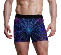 voucong Boxer da uomo viola con ragnatela a forma di cuore, Cuore ragnatela viola, L