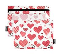 voucong Buffalo - Astuccio grande a 3 anelli a forma di cuore con finestra trasparente, grande e robusto, per scuola, scuola, ufficio, 2 pezzi