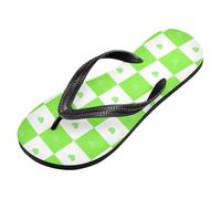 voucong Buffalo - Infradito da donna in gomma, motivo scozzese, con cuori, colore verde, per doccia, piscina (prop1)