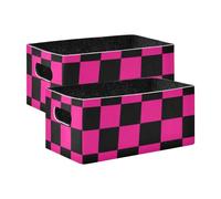 voucong Buffalo Plaid - Cesto per la pesca nero, confezione da 2 secchi, organizer per scaffali e armadietti