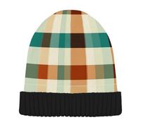 voucong Buffalo Plaid Check Terracotta Turchese Beanie Cappelli per Inverno Donna Beanie Cappelli Morbido per Passeggiata sulle Ciaspole