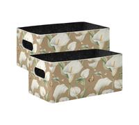 voucong Calla Lily Flower Butterfly Beige Large Fabric Storage Bin 2 Pack Home Organizers for Shelf Armadio Libri